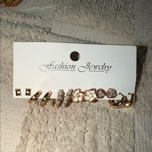 Gold and Pearl Earring Set